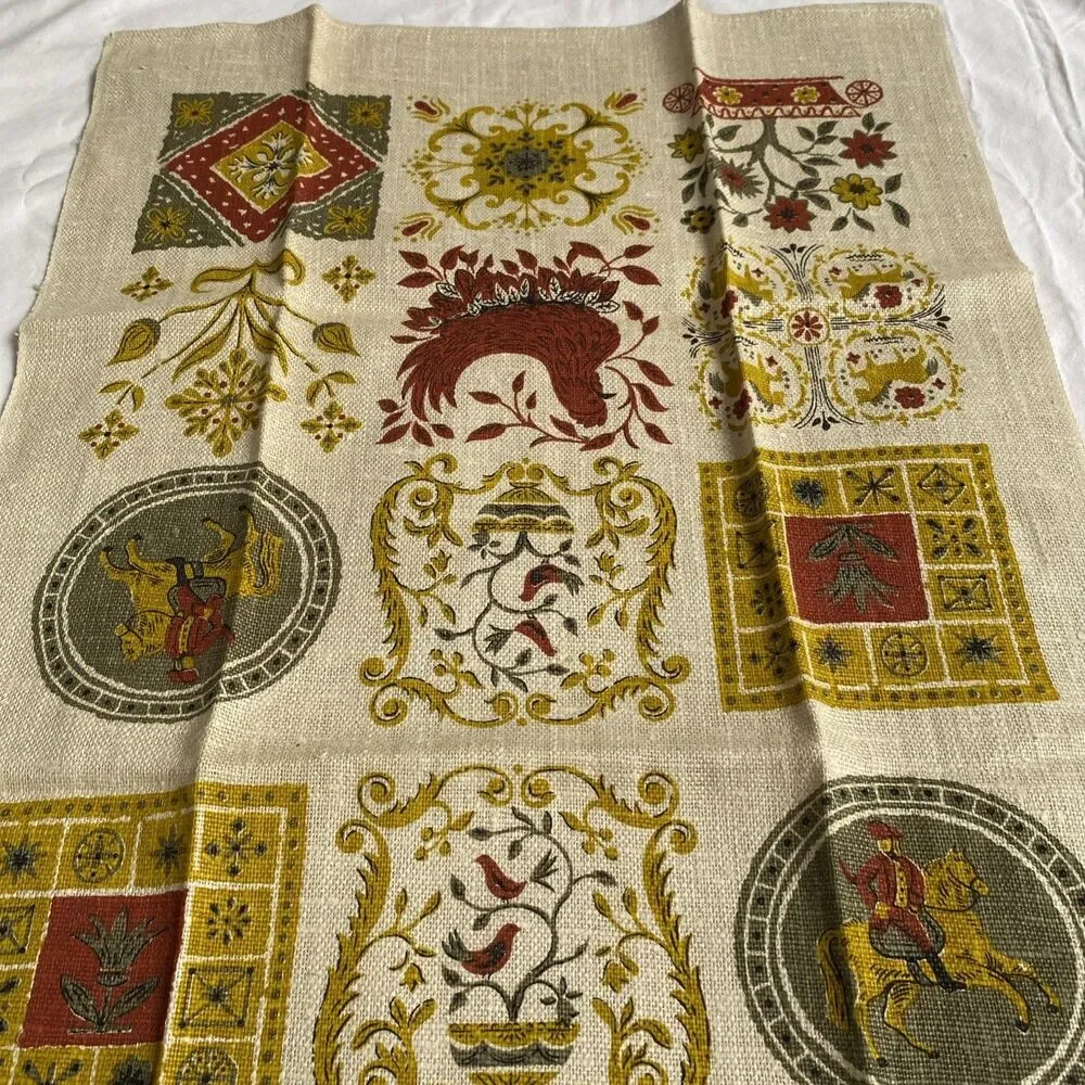 Vintage KAY DEE Pure Linen Dish/Tea Towel Rooster Colonial Farm House Kitchen
